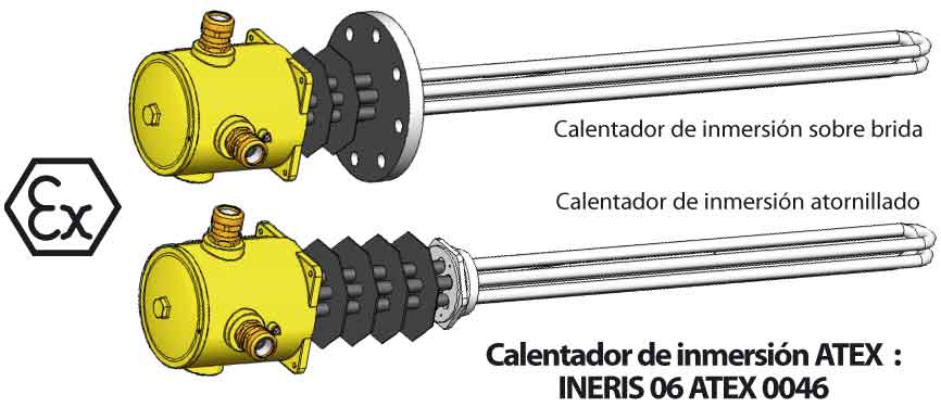 Calentadores de inmersion antideflagrantes