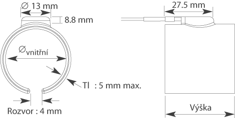 Tryskov� tělesa s miner�ln� izolac� skladem -  Rozměry